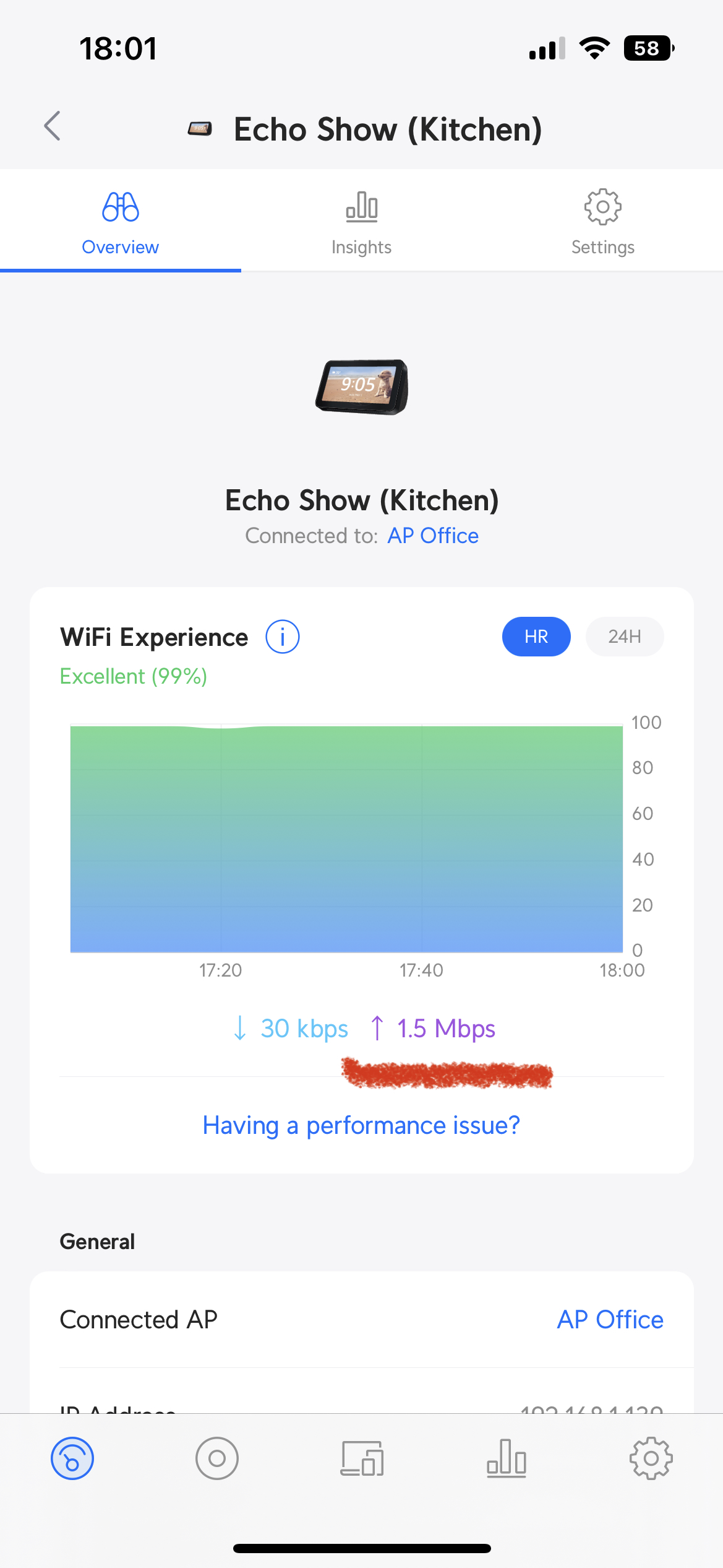Echo Show bandwidth activity